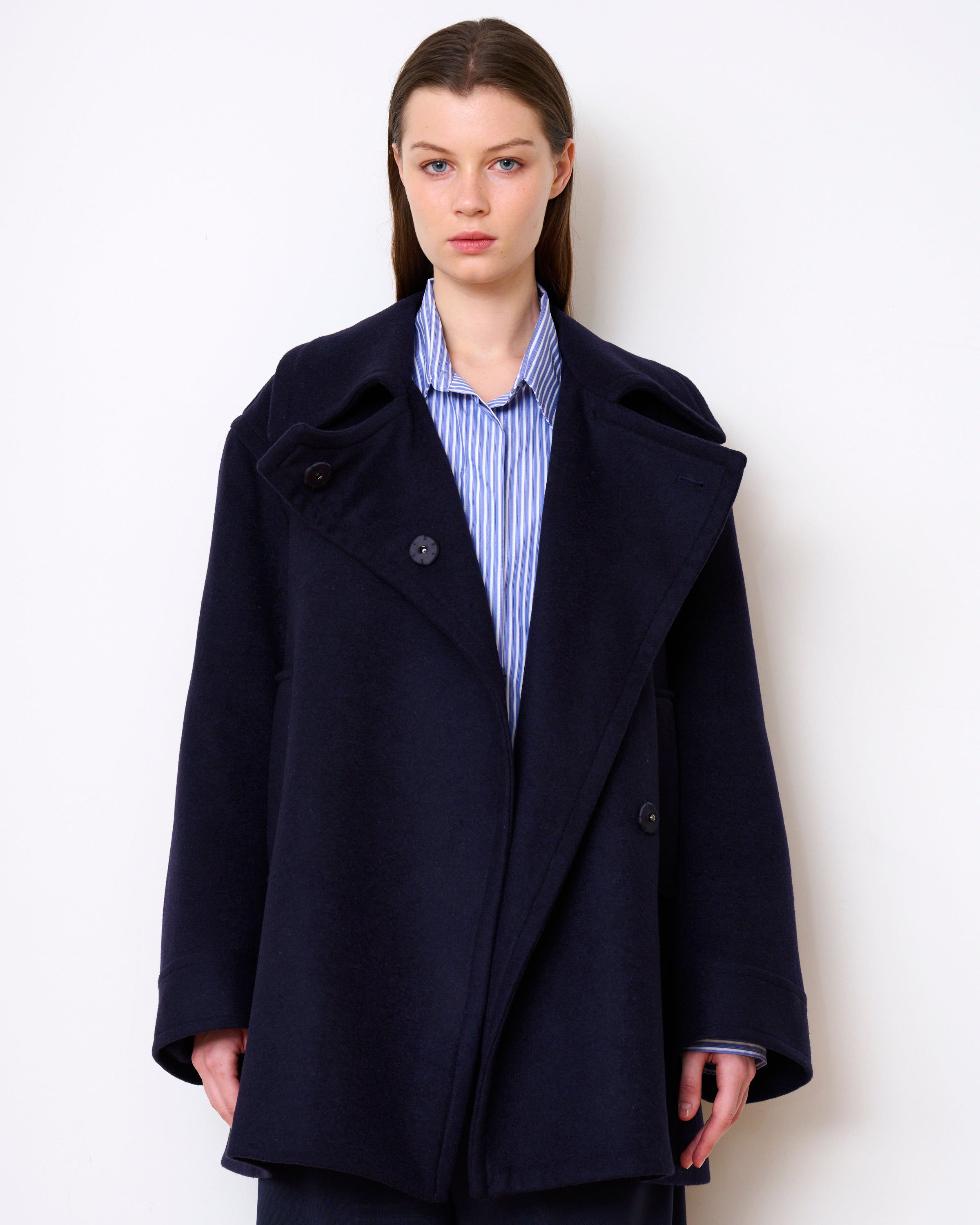 Navy blue peacoat with hood best sale